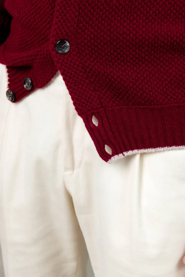 Bordeaux textured cashmere blend cardigan – Made in Italy