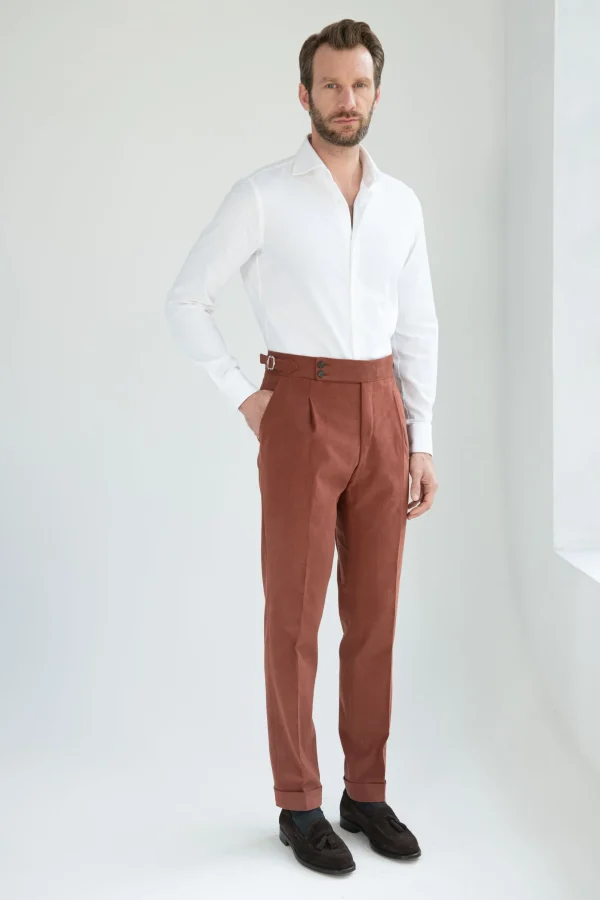 Brick cotton trousers
