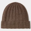 Brown Cashmere rib knit beanie - Made in Italy