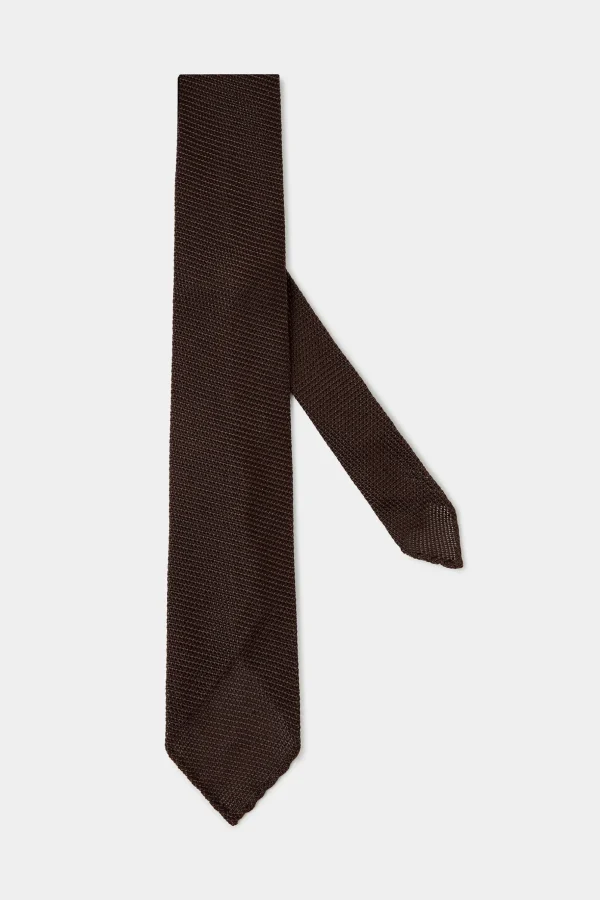 Brown grenadine silk tie - Hand Made In Italy