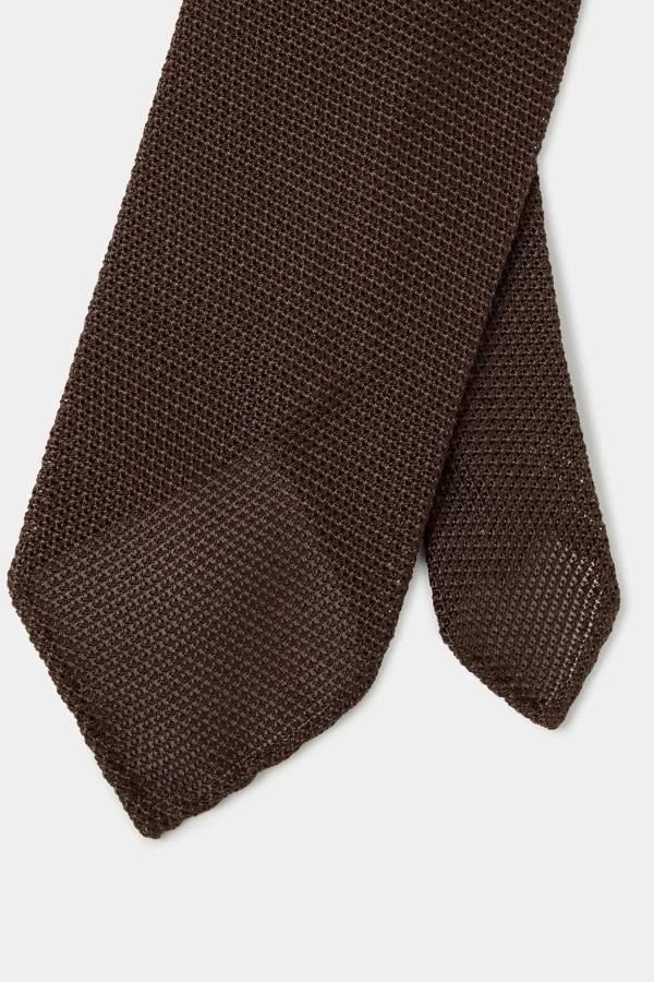 Brown grenadine silk tie - Hand Made In Italy