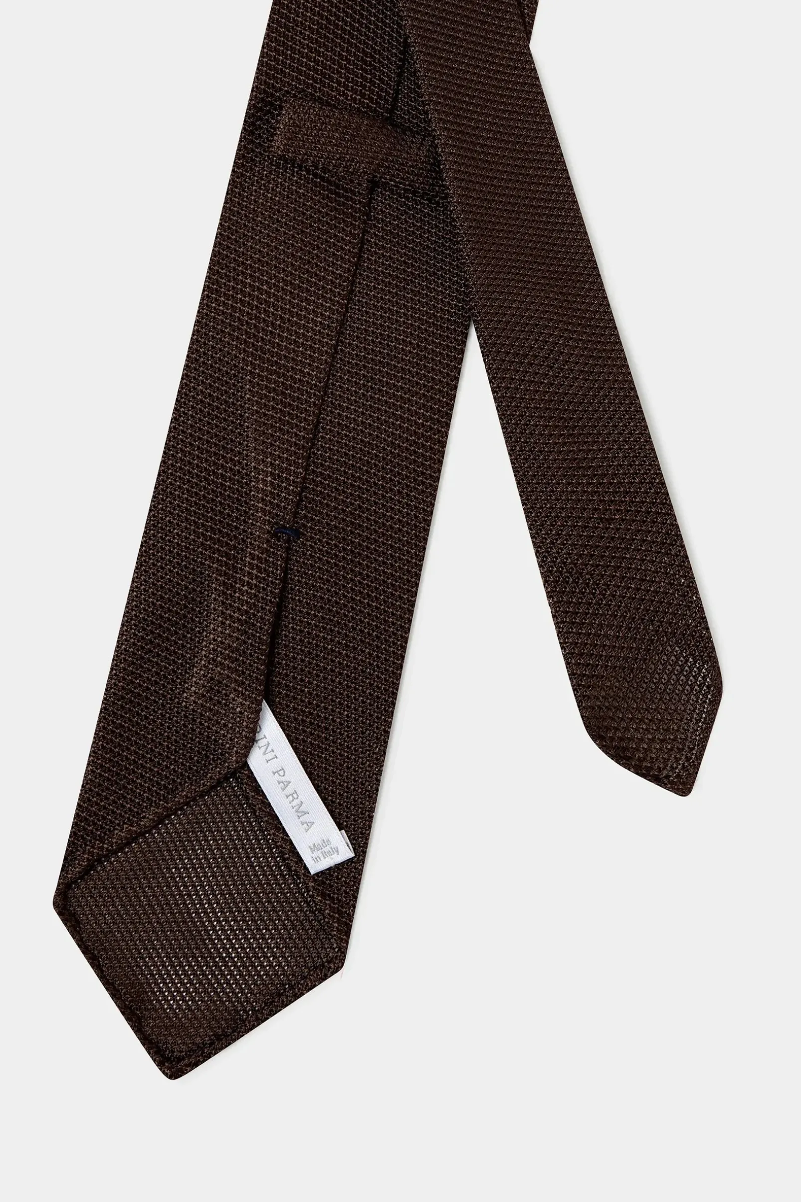 brown_grenadine_silk_tie__3.webp Brown grenadine silk tie - Hand Made In Italy