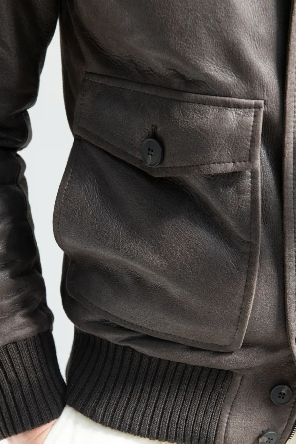 Brown leather bomber – Made in Italy