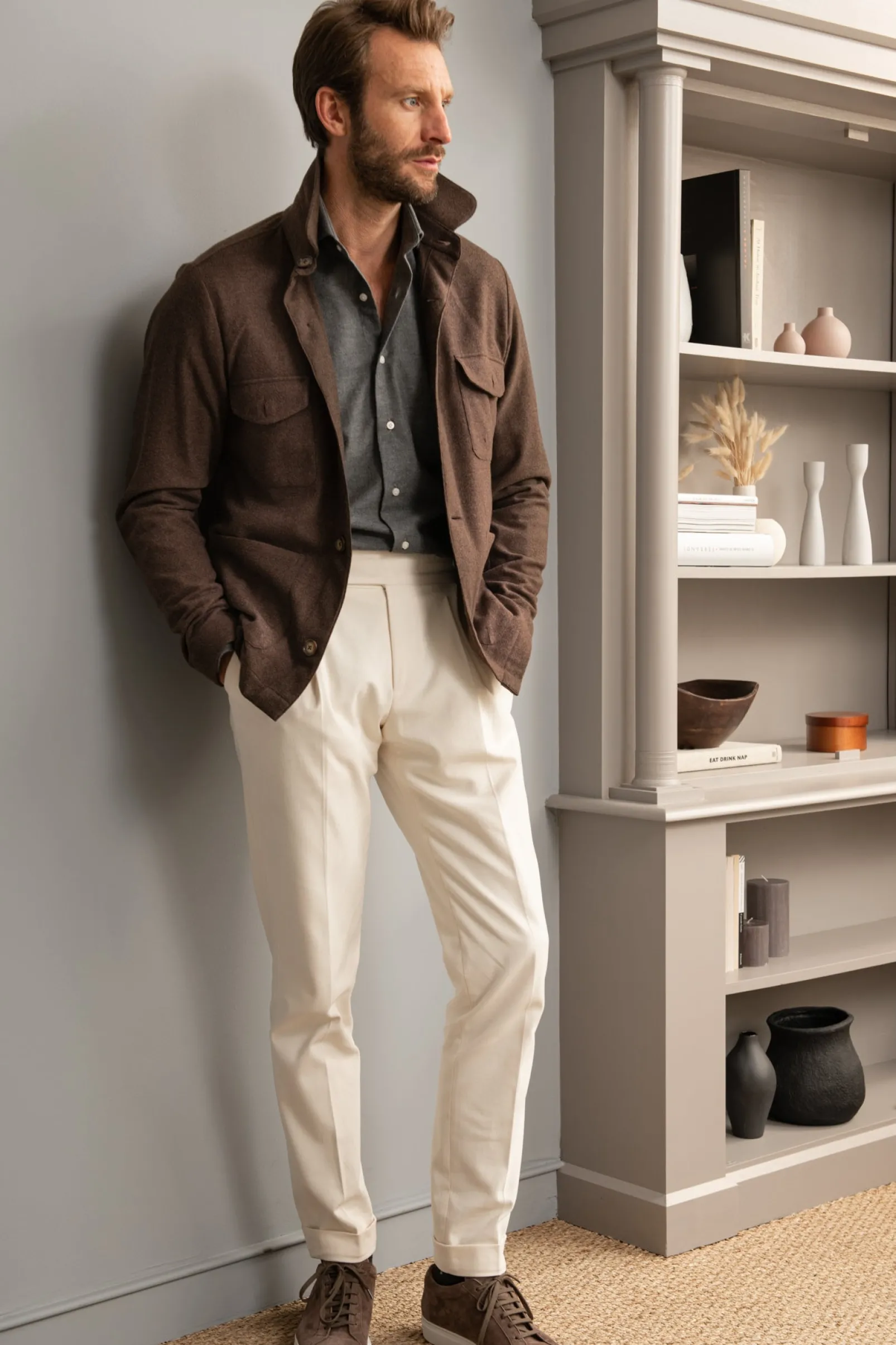 brown_safari_jacket_flann_1.webp Brown Safari Jacket flannel Super 180'S – Made in Italy