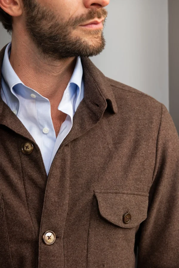 Brown Safari Jacket flannel Super 180'S – Made in Italy