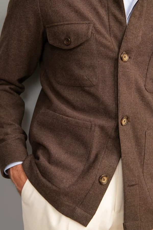 Brown Safari Jacket flannel Super 180'S – Made in Italy