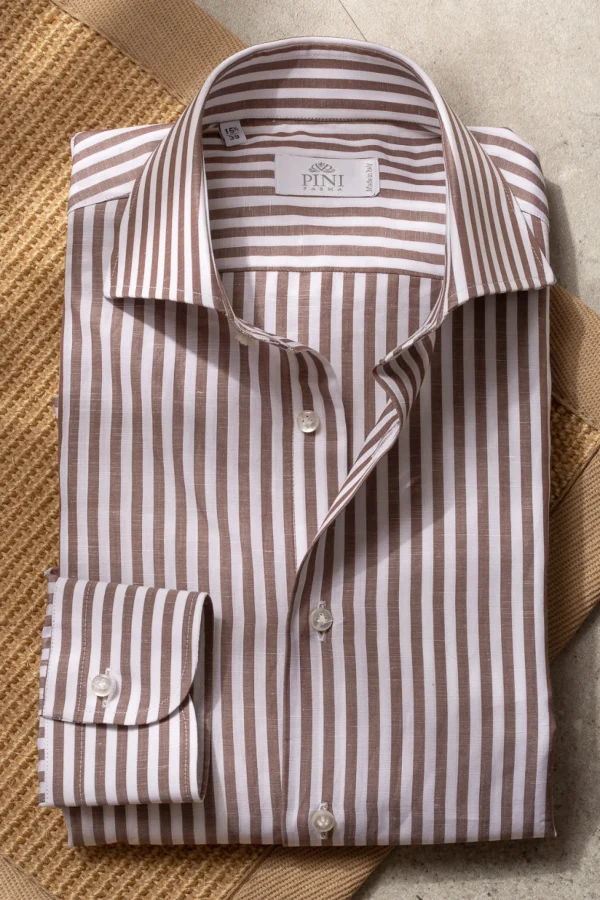 Brown striped shirt- Made in Italy