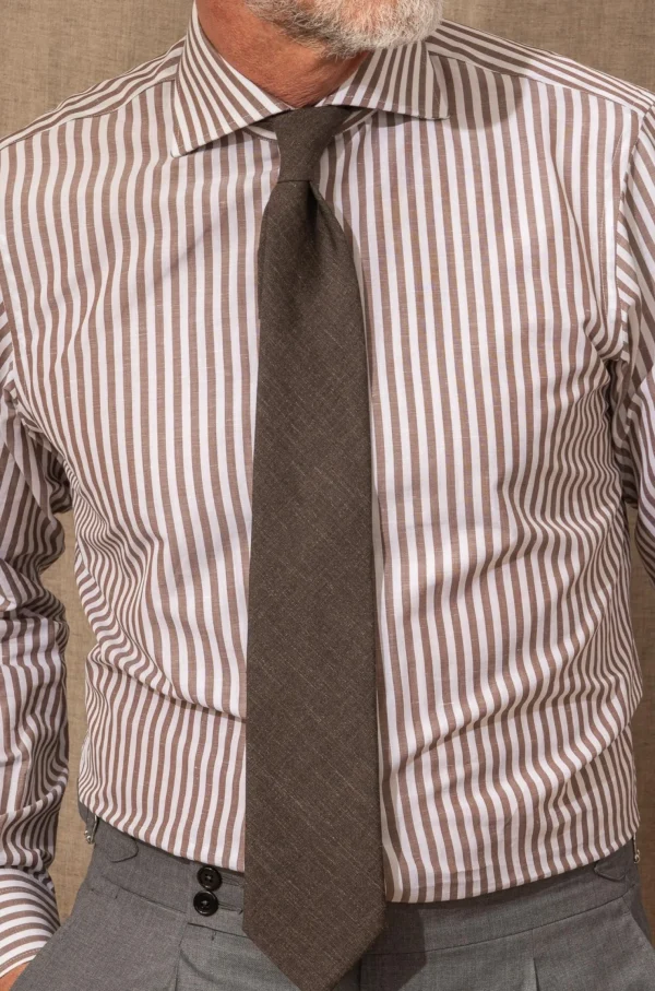 Brown striped shirt- Made in Italy