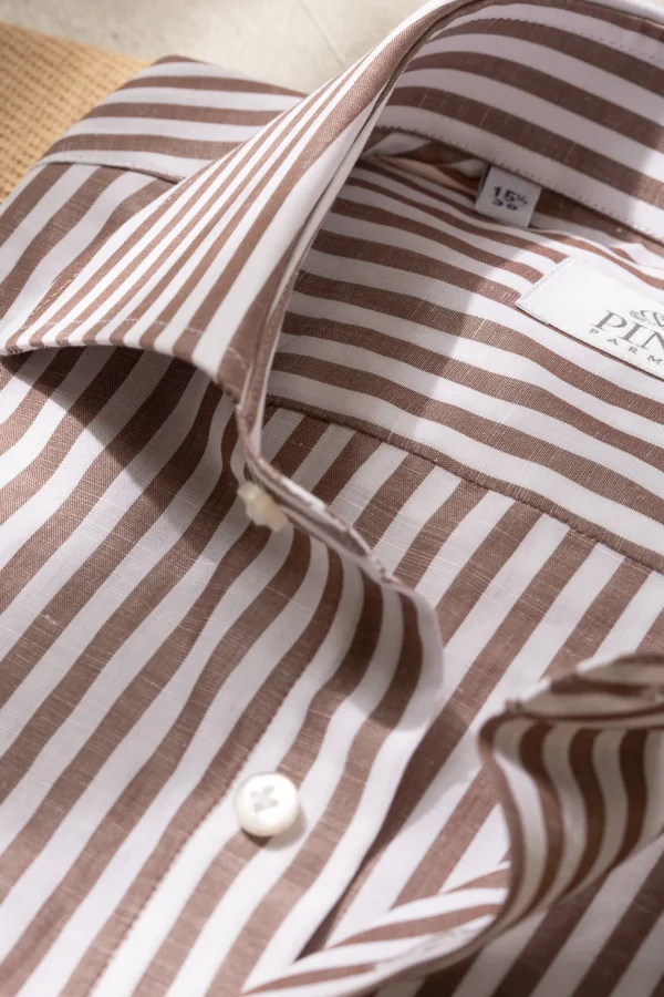Brown striped shirt- Made in Italy