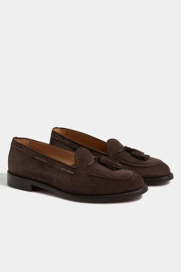 Brown suede tassel loafers - Made In Italy
