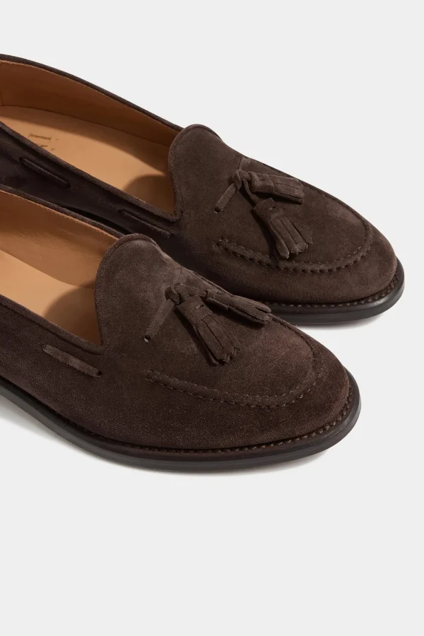 Brown suede tassel loafers - Made In Italy