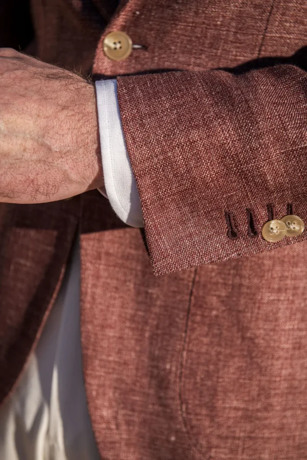 Burgundy linen and wool jacket - Made in Italy