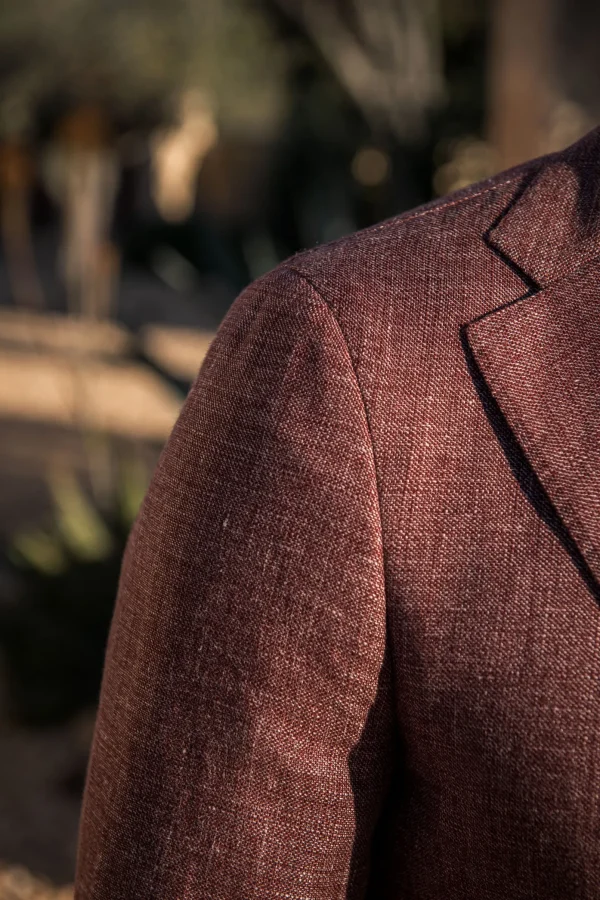 Burgundy linen and wool jacket - Made in Italy