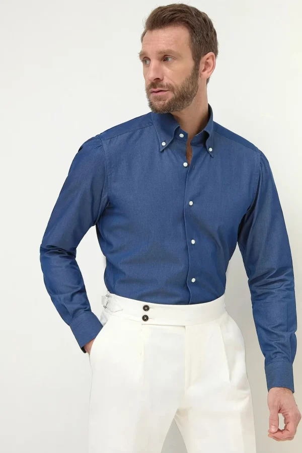 Button down denim shirt ”Sartoriale collection” - Made In Italy