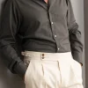 Button down grey brushed cotton shirt - Made in Italy
