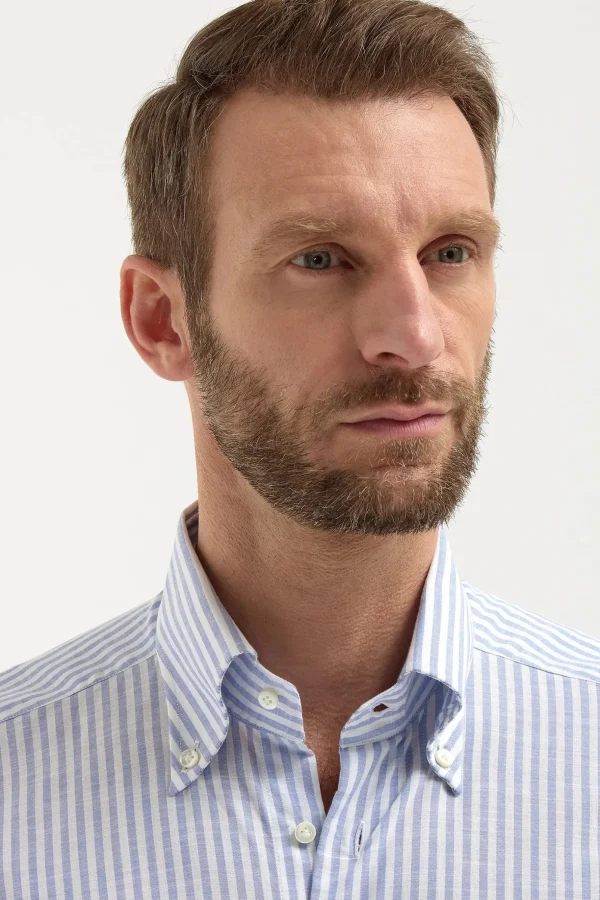 Button down light blue striped shirt ”Sartoriale collection”- Made In Italy