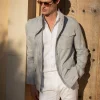 Chalk grey linen field jacket – Made in Italy