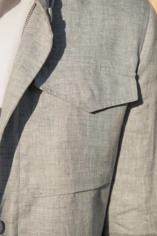 Chalk grey linen field jacket – Made in Italy