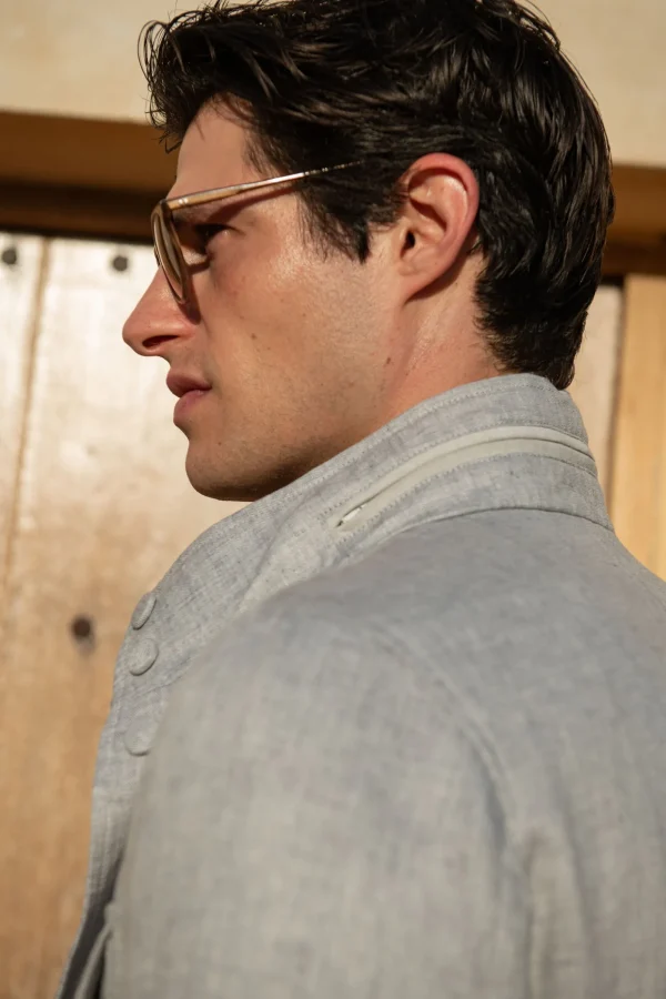 Chalk grey linen field jacket – Made in Italy