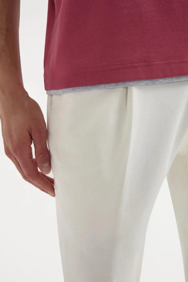 Cherry cotton t-shirt with collar detail - Made in Italy