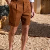 Cognac cotton shorts - Made in Italy