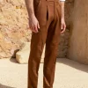 Cognac cotton trousers "Soragna Capsule Collection" - Made in Italy