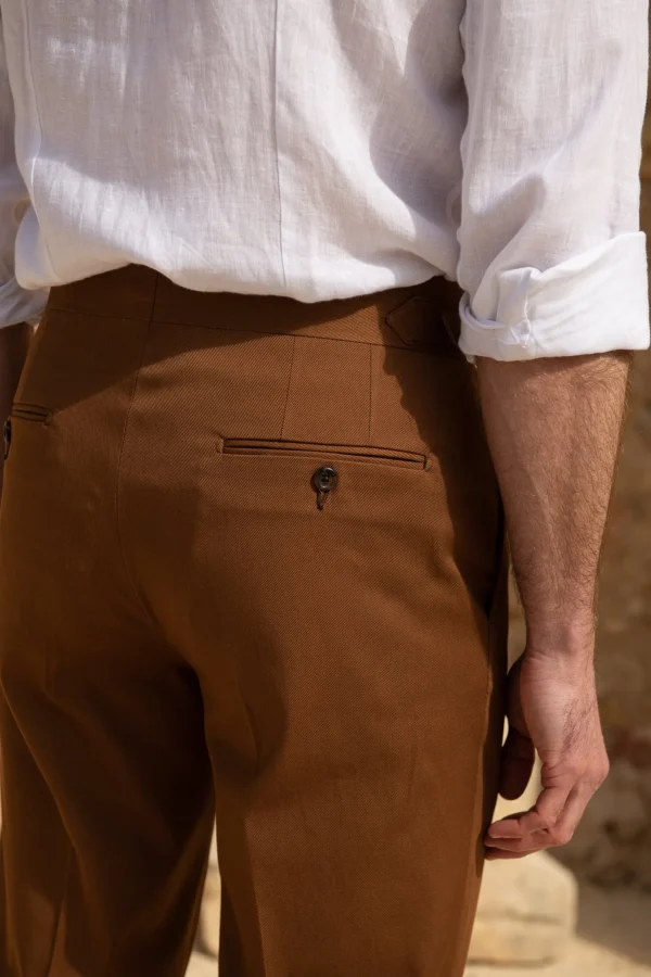 Cognac cotton trousers "Soragna Capsule Collection" - Made in Italy