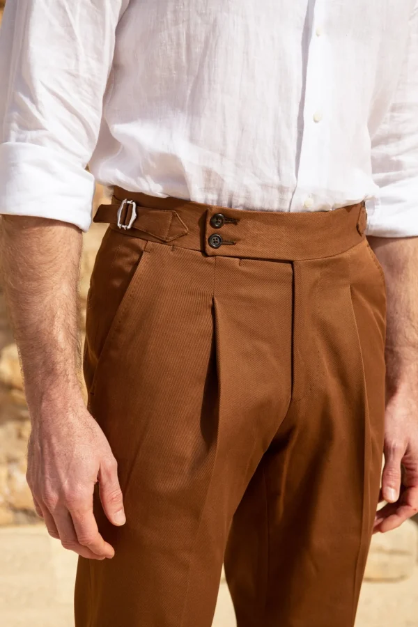 Cognac cotton trousers