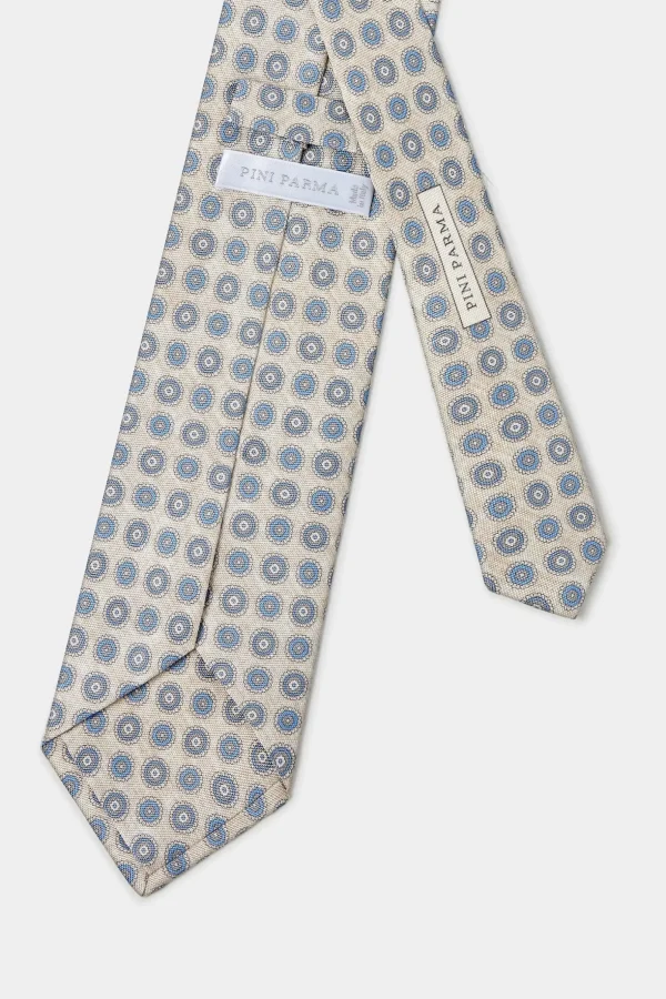 Cream fancy silk tie - Made in Italy