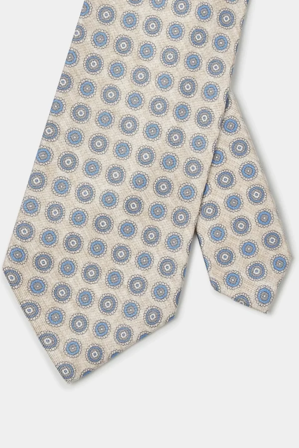 Cream fancy silk tie - Made in Italy