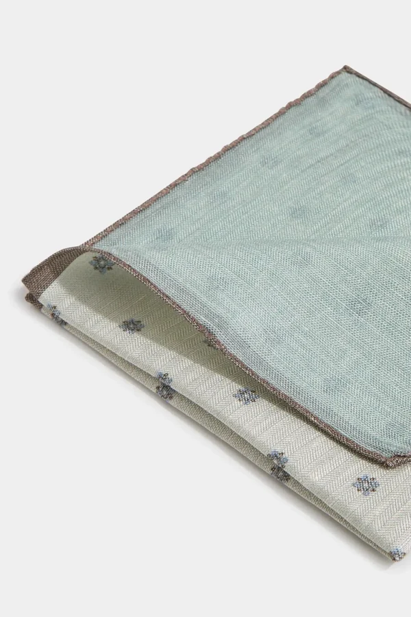Cream flower reversible pocket square - Made in Italy