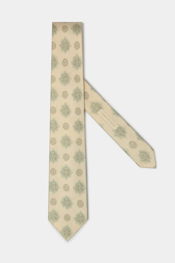Cream macro fancy tie - Made In Italy