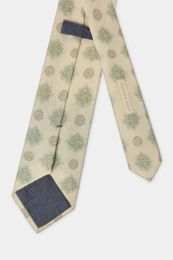 Cream macro fancy tie - Made In Italy