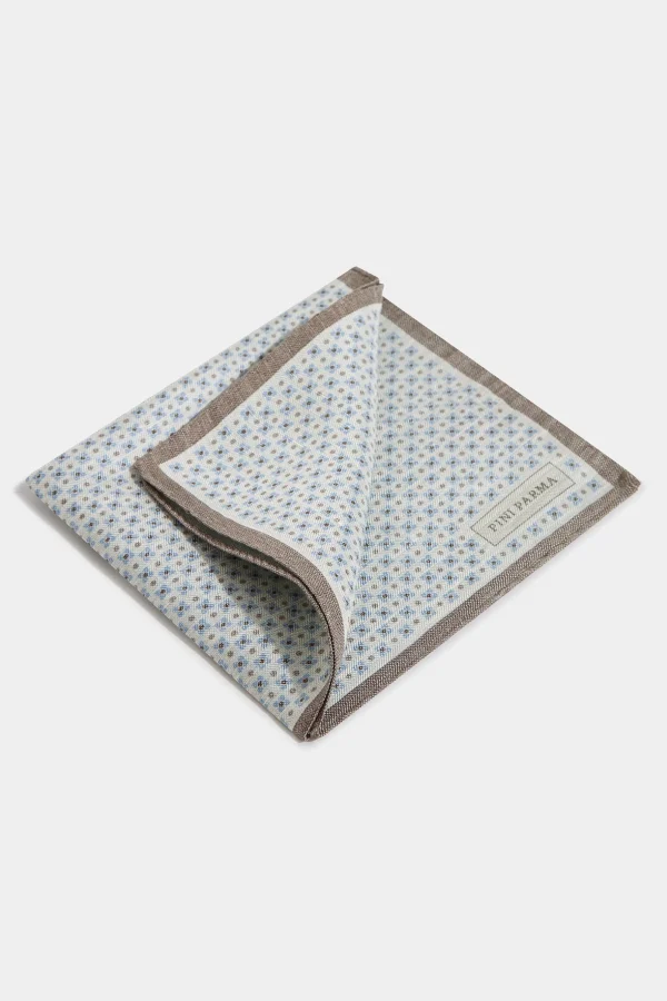 Cream micro fancy reversible pocket square - Made in Italy
