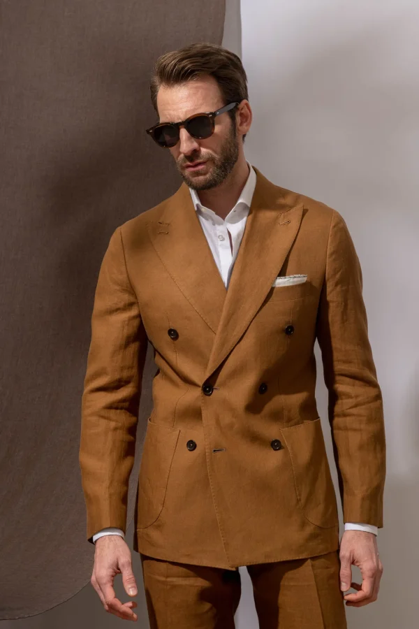 Curry double breasted jacket - Made in Italy
