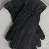 Dark blue Cashmere Lined Deerskin Leather Gloves - Made in Italy