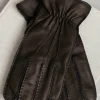 Dark brown deerskin leather gloves - Made in Italy