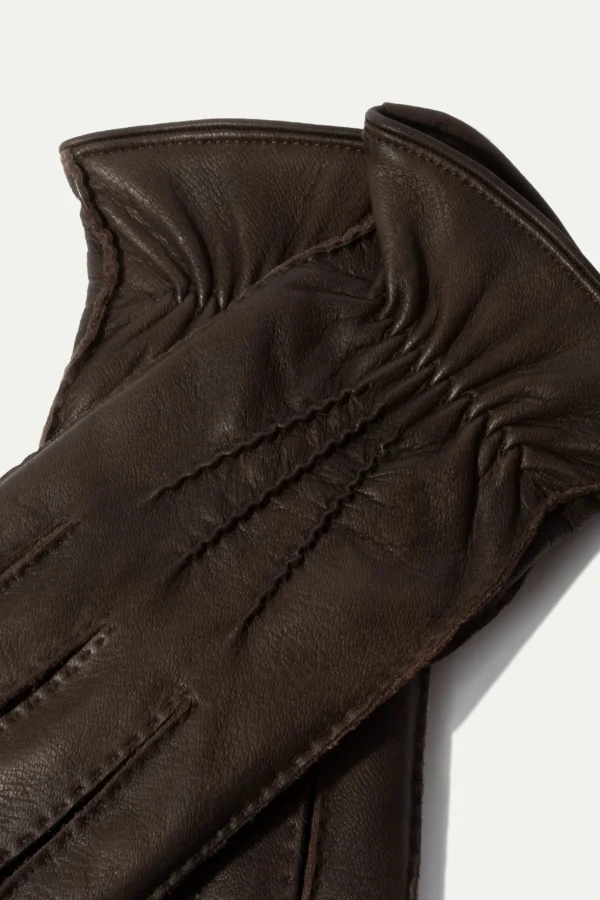 Dark brown deerskin leather gloves - Made in Italy