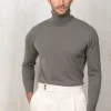 Dark taupe cashmere turtleneck – Made in italy