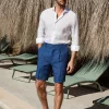Denim blue linen shorts - Made in Italy