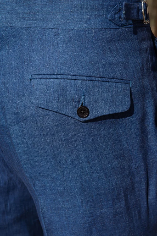 Denim blue linen shorts - Made in Italy