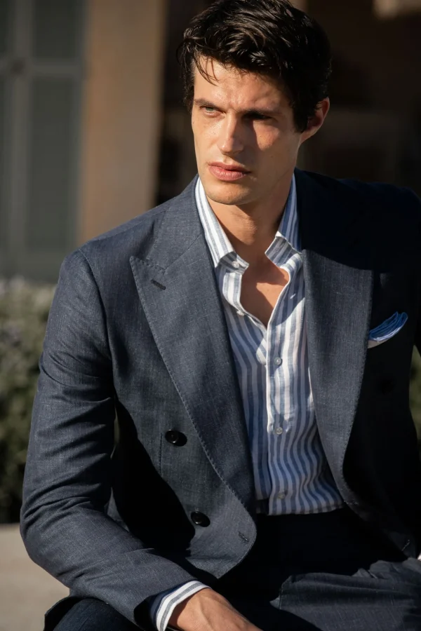 Denim double breasted suit - Made in Italy