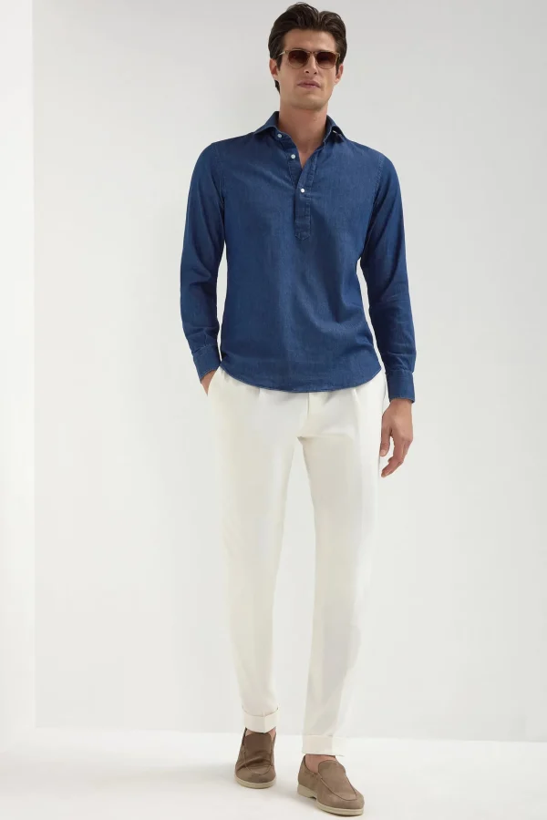 Denim popover shirt - Made in Italy