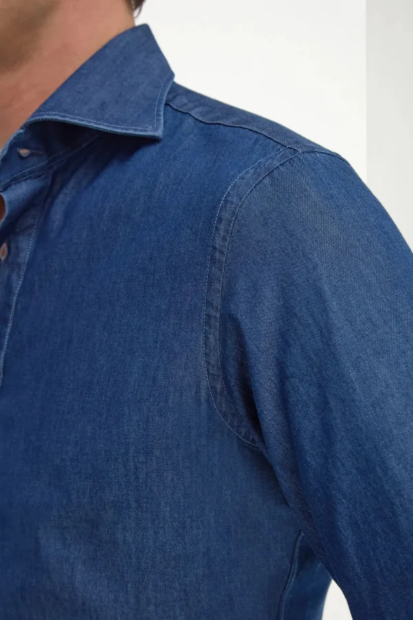 Denim popover shirt - Made in Italy