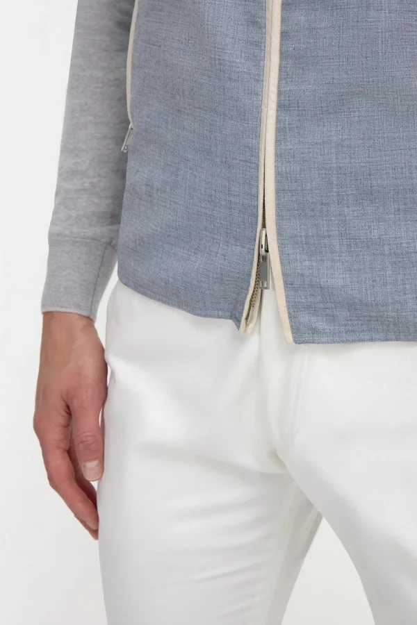 Dusty blue reversible vest - Made in Italy