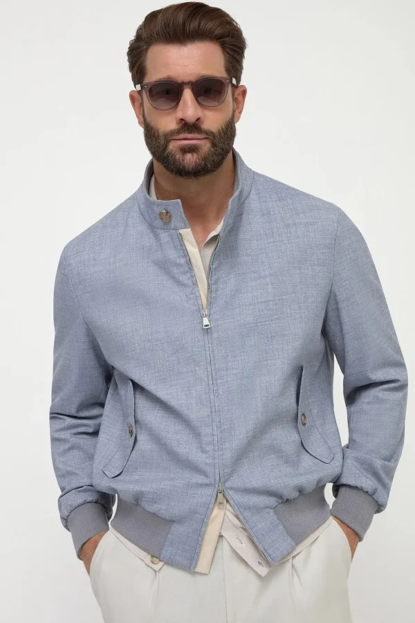 Dusty blue short jacket - Made in Italy