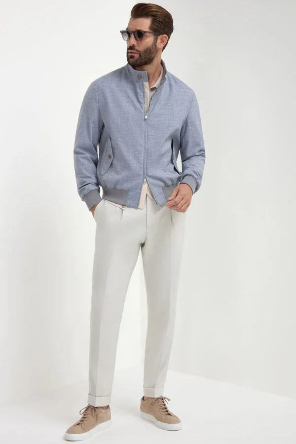 Dusty blue short jacket - Made in Italy