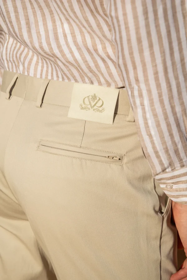 Ecru cotton Sirmione trousers - Made in Italy