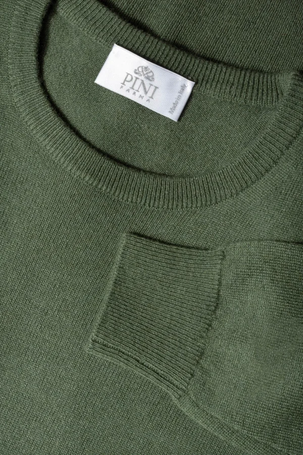 Green cashmere round neck – Made in italy