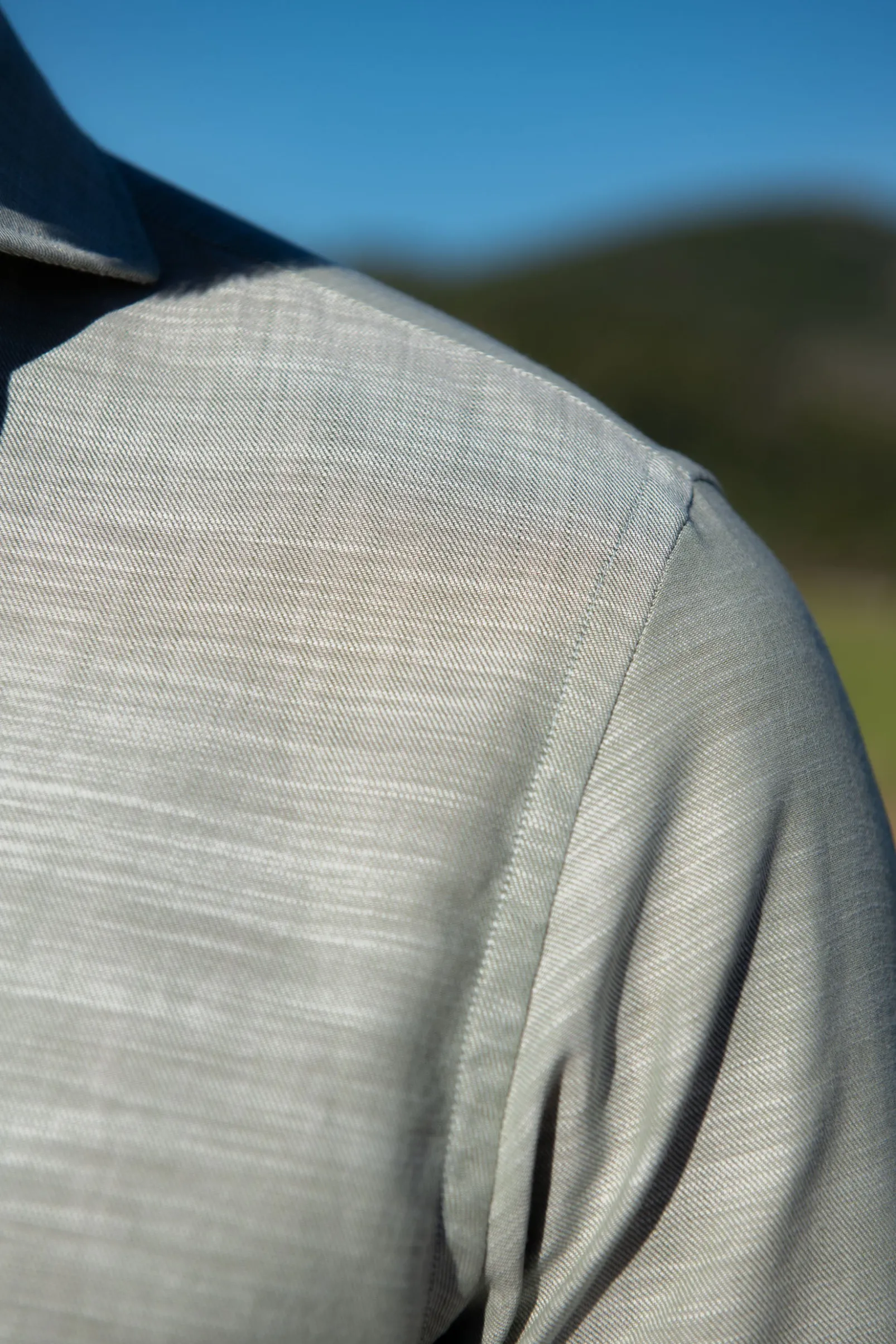 green_chambray_cotton_shi_1.webp Green chambray cotton shirt - Made in Italy